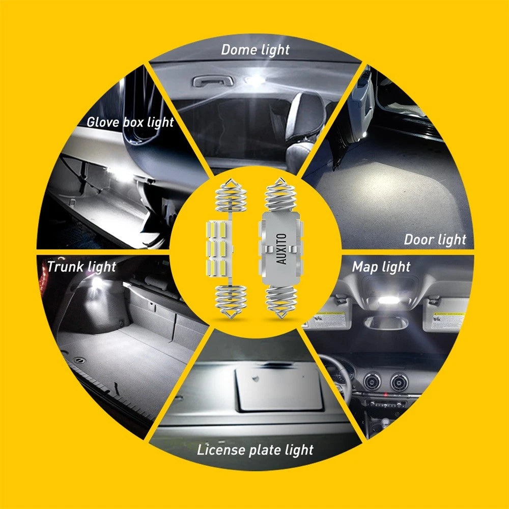 6X AUXITO 31MM-36MM Festoon LED Map Dome License Plate Light Bulb Kit White EOA AUXITO