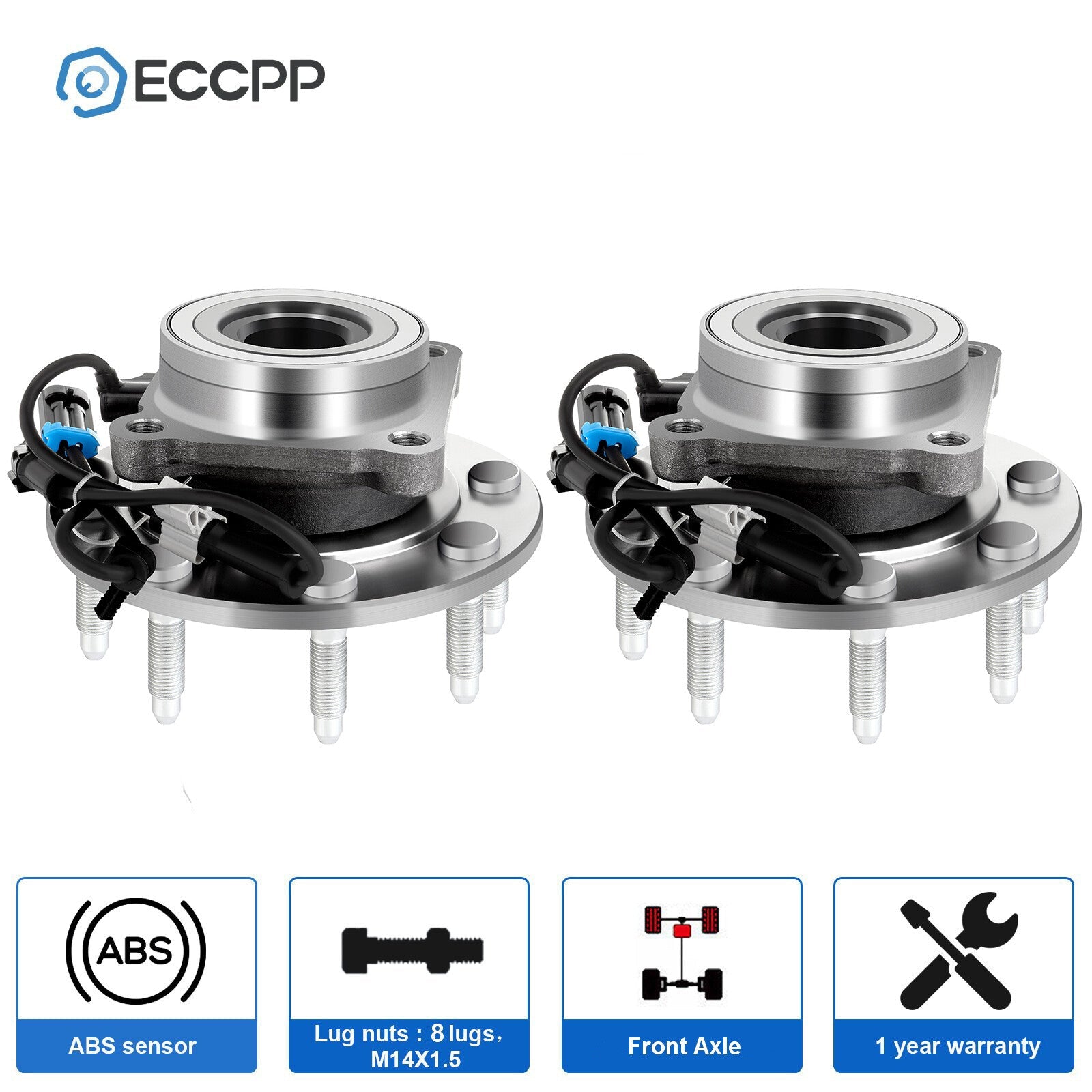 2 Front Wheel Hub Bearings Assembly For 2001-2006 Chevrolet Silverado 2500HD 4WD 6B93BC-57