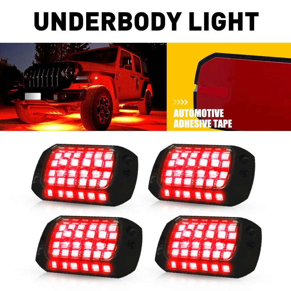 4 PCS Waterproof Underglow Underbody Lighting Kit Pure Red LED Rock Lights EOA 6B93BC-57