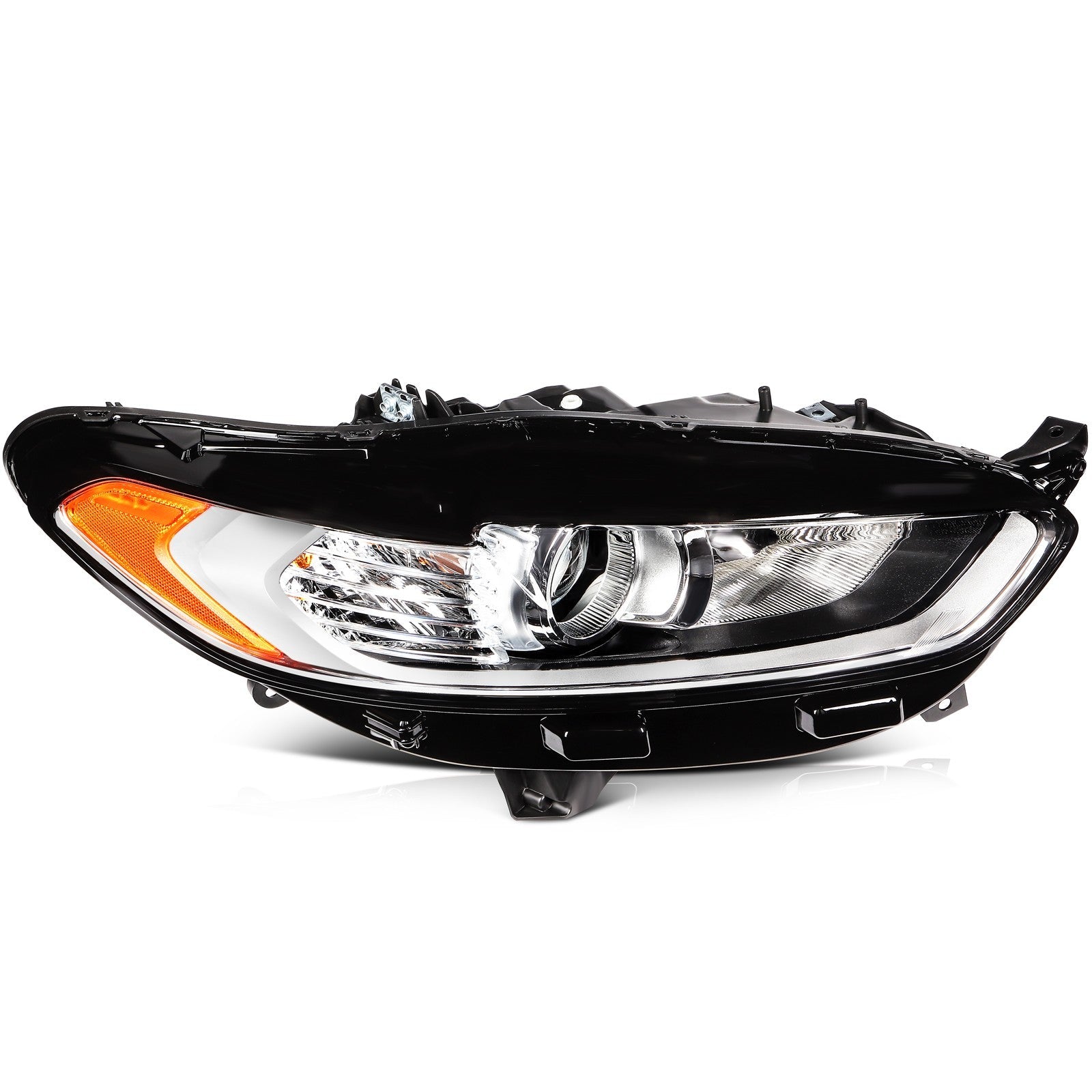 ECCPP Halogen Headlights Assembly For Ford Fusion 2013-2016 Pair Chrome Amber 6B93BC-57