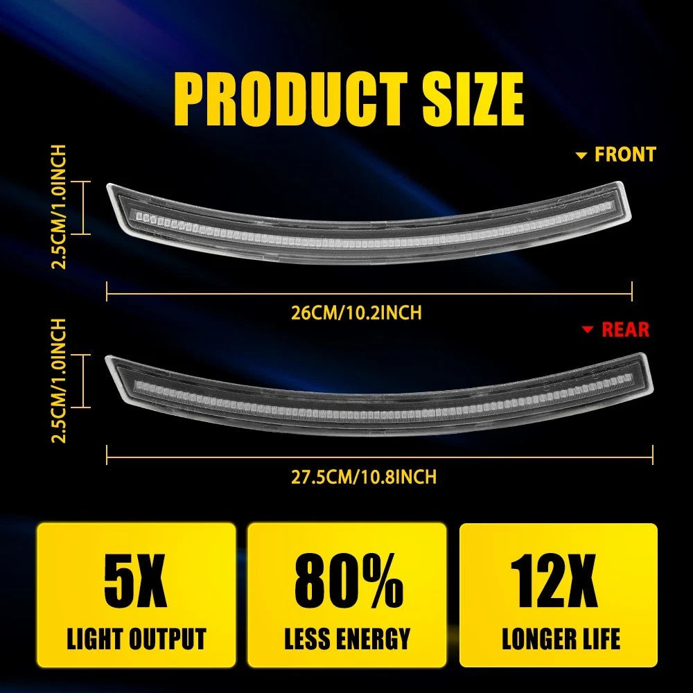 Set For 14-19 Chevy Corvette C7 Full LED Clear Turn Signal Side Marker Lights EA 6B93BC-57
