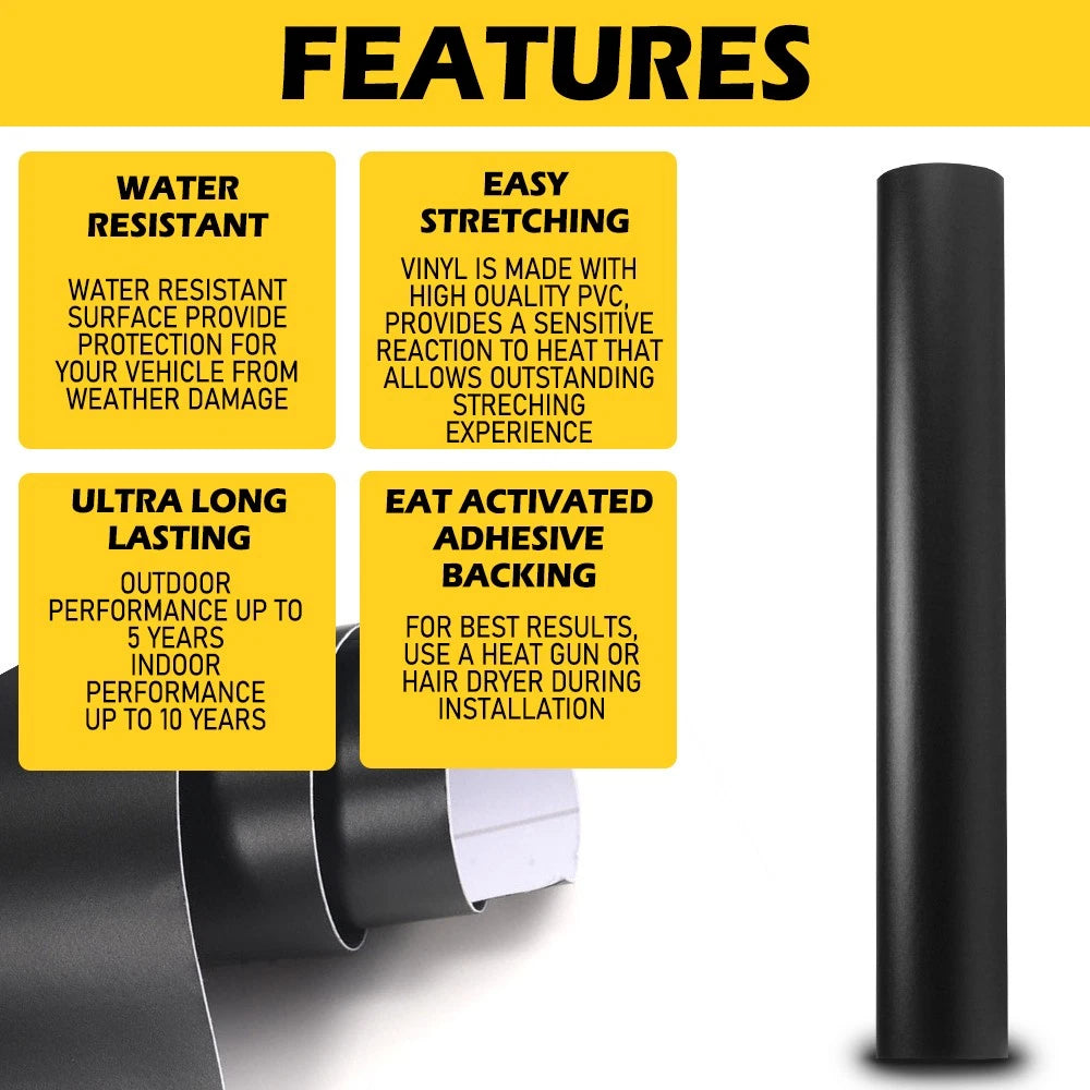 Auto Accessories Matte Black Wrap Vinyl Film Car Interior Wrap Stickers w/ tools 6B93BC-57