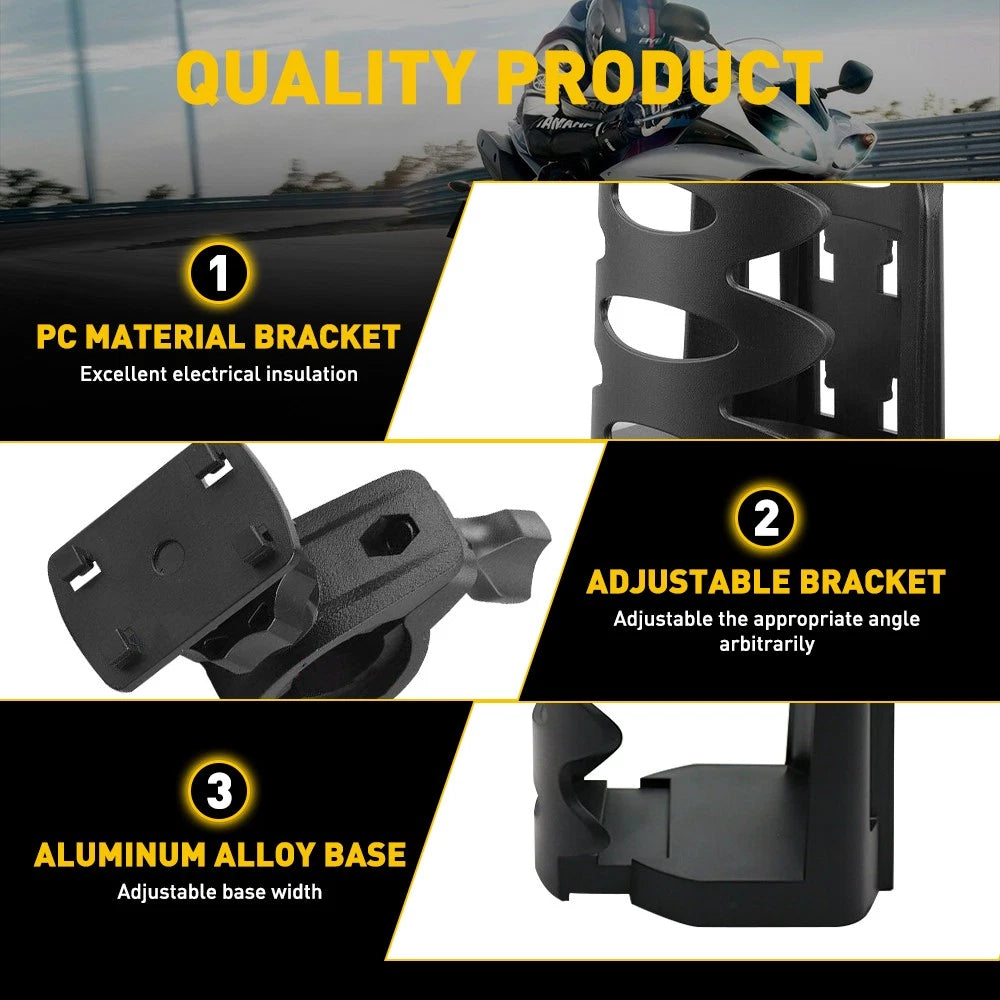 Black Bottle Drink Motorcycle Cup Holder Universal Mount for ATV Bicycle EOA 6B93BC-57