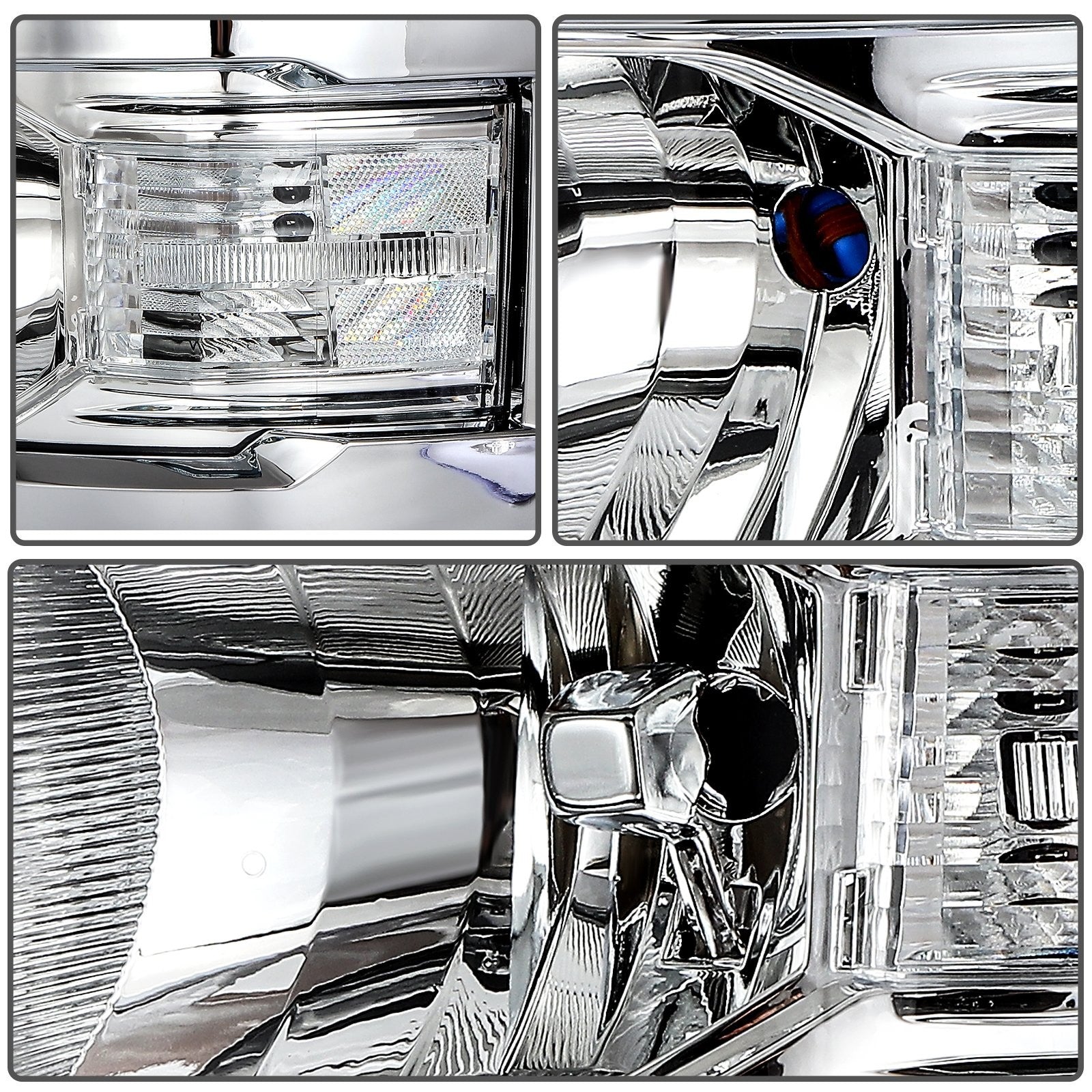 Pair Headlights Assembly For 2014-2015 Chevrolet Silverado 1500 4.3L 5.3L Chrome 6B93BC-57