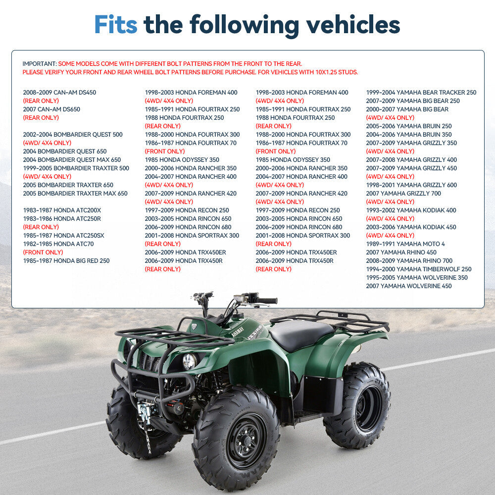 2 Pcs 2" ATV Hub Centric Wheel Spacers 4/110 For Honda Yamaha w/ 10x1.25 Studs 6B93BC-57