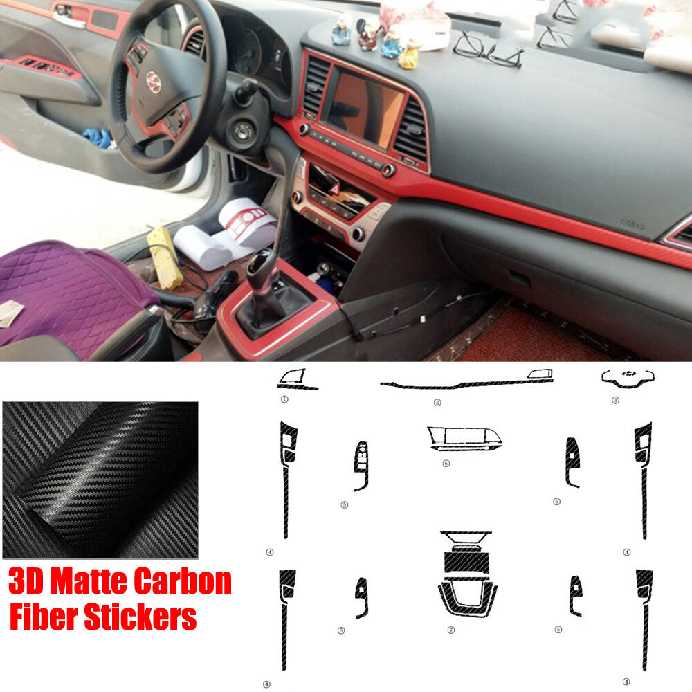 Interior Center Console Carbon Fiber Molding Sticker For Hyundai Elantra 2016-20
