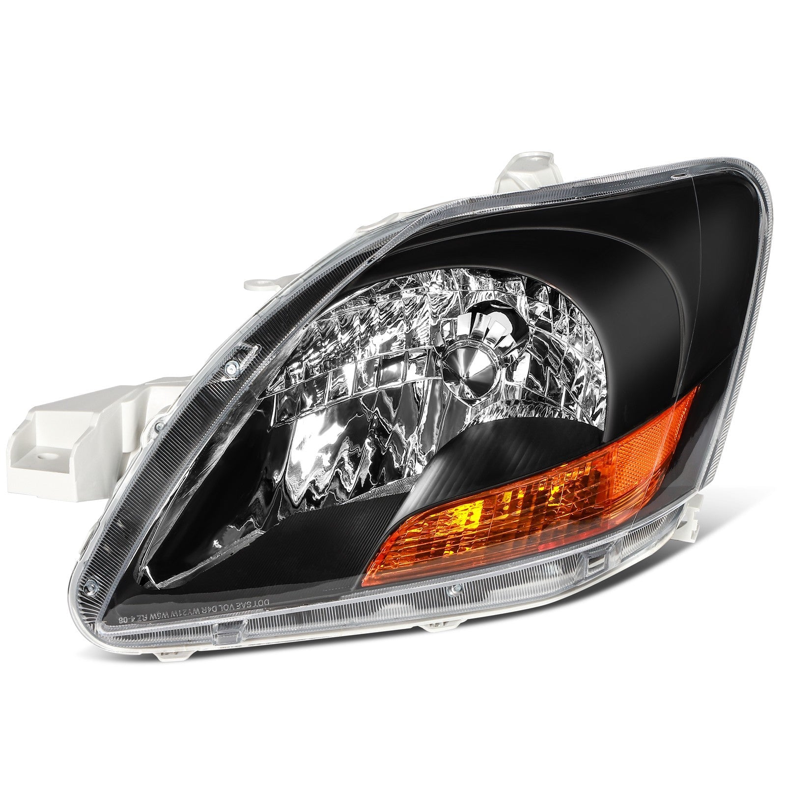 Pair Kit Halogen Headlights Assembly For 2007-2011 Toyota Yaris 1.5L Black Amber 6B93BC-57