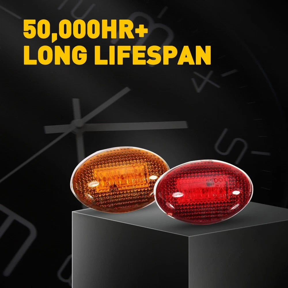 For 99-10 Ford F350 Red Amber LED Dually Fender Marker Lights w/ ID Tail Light 6B93BC-57