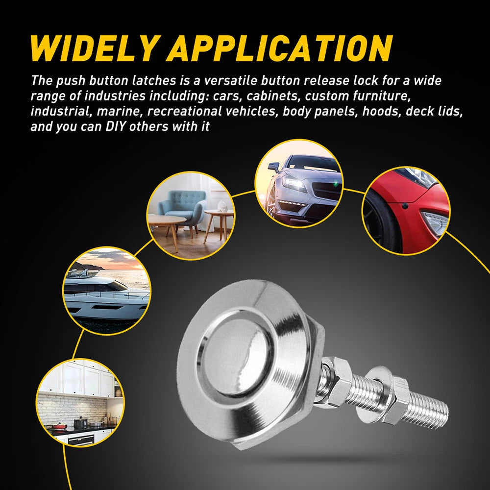 2pcs Quick Push Release Hood Button Bonnet Pins Lock Clip Auto Car Bumper Latch 6B93BC-57