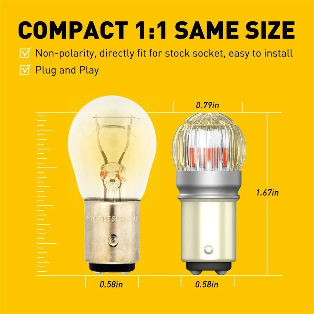 AUXITO Pair 1157 LED BULBS RED PARKING BRAKE LIGHT REVERSE 2057 2357 7528 BAY15D 6B93BC-57