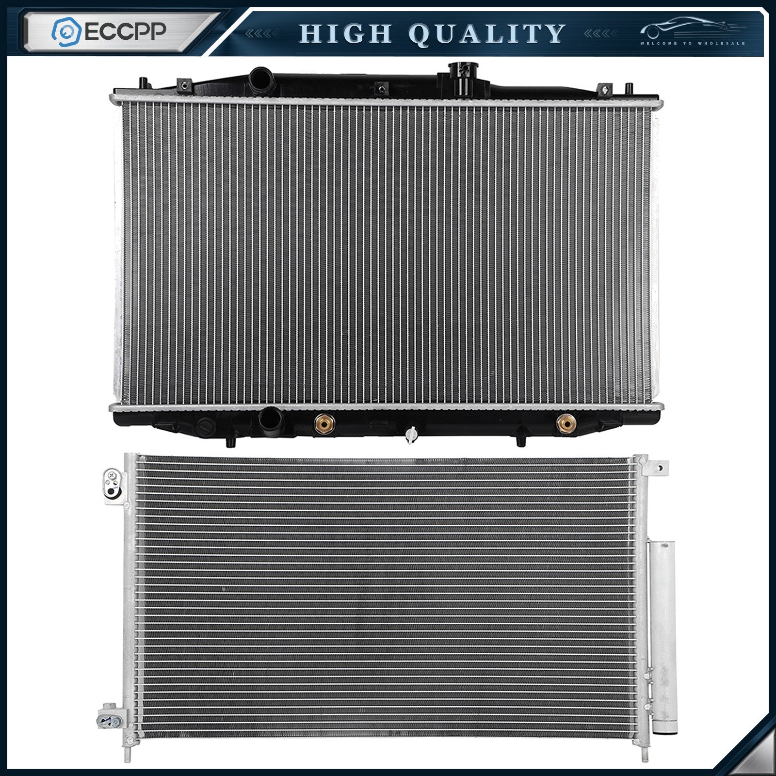 Aluminum Radiator & AC Condenser Cooling Kit For 03-07 Honda Accord 6B93BC-57