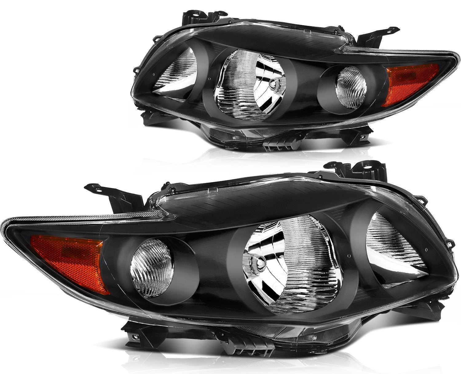 ECCPP Headlights Assembly For Toyota For Corolla 1.8L 2.4L 2009-2010 Pair Black 6B93BC-57
