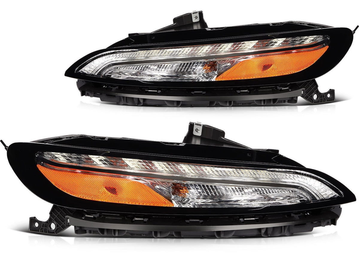 Pair Kit Headlights Assembly For 2014-2018 Jeep Cherokee 2.4L 3.2L Black Amber KOEEP