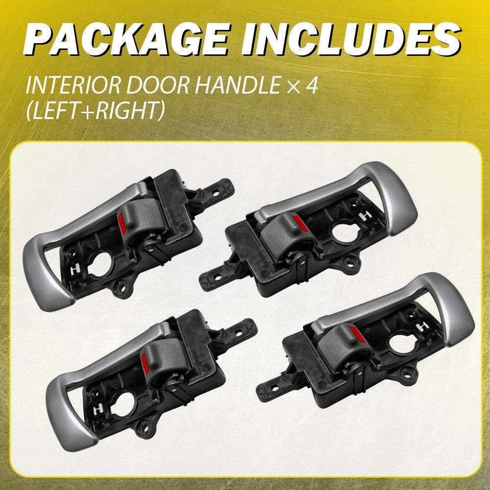 4pcs Interior Door Handle For 2007 Hyundai 2008-2012 Santa Fe Silver Plastic EOA 6B93BC-57