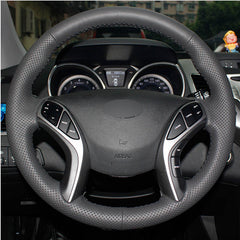 Top Leather Steering Wheel Hand-stitch on Wrap Cover For Hyundai Elantra Avante