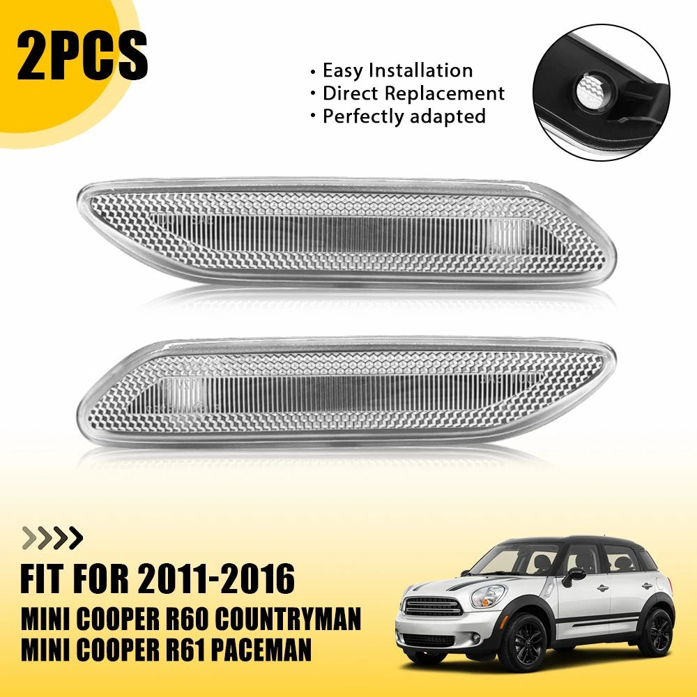 Front Side Marker Lights Clear Housing For 2011-16 MINI Cooper R60 R61 Paceman A 6B93BC-57