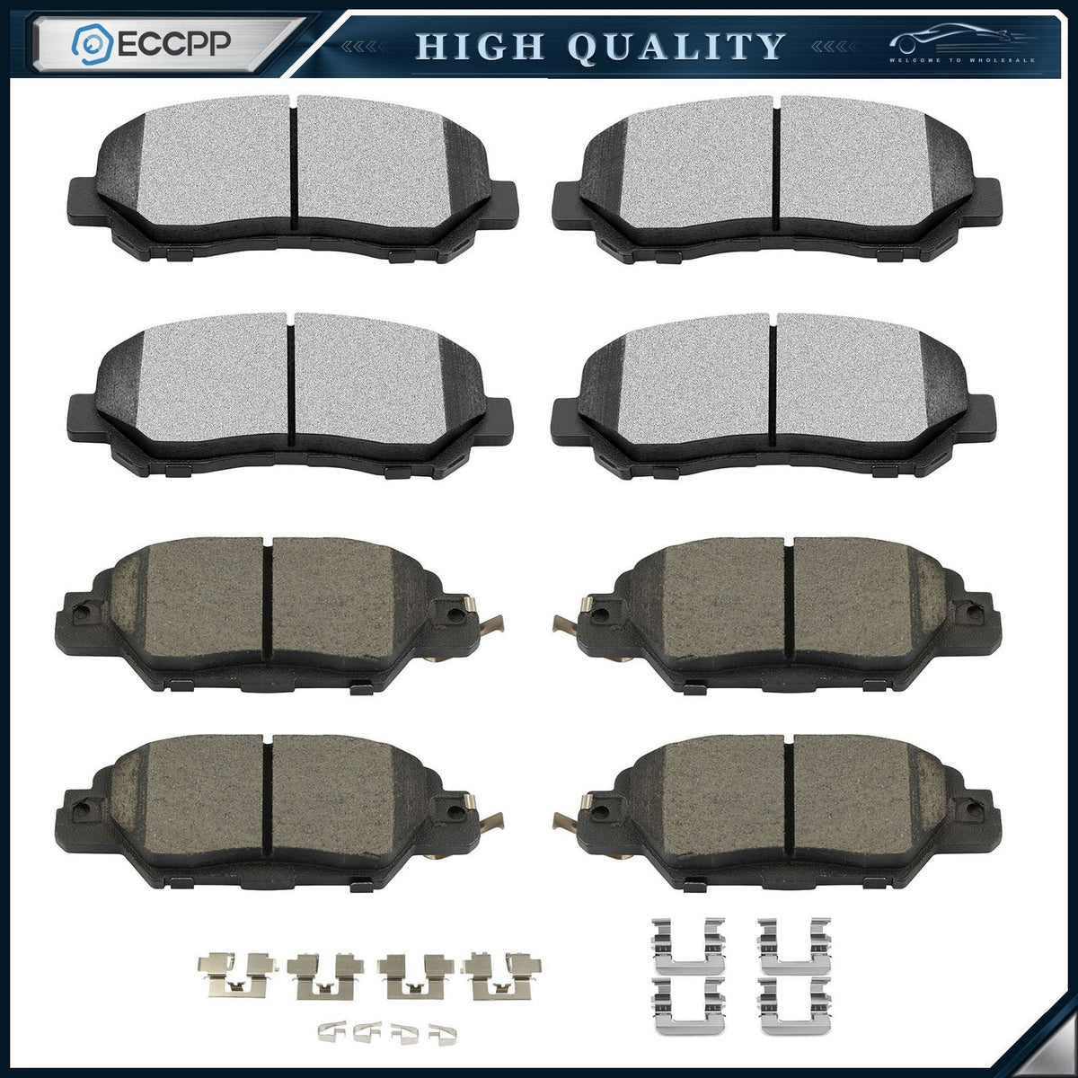 Front & Rear Ceramic Brake Pads w/Hardware for 2016 2017 2018 - 2021 Mazda CX-5 6B93BC-57