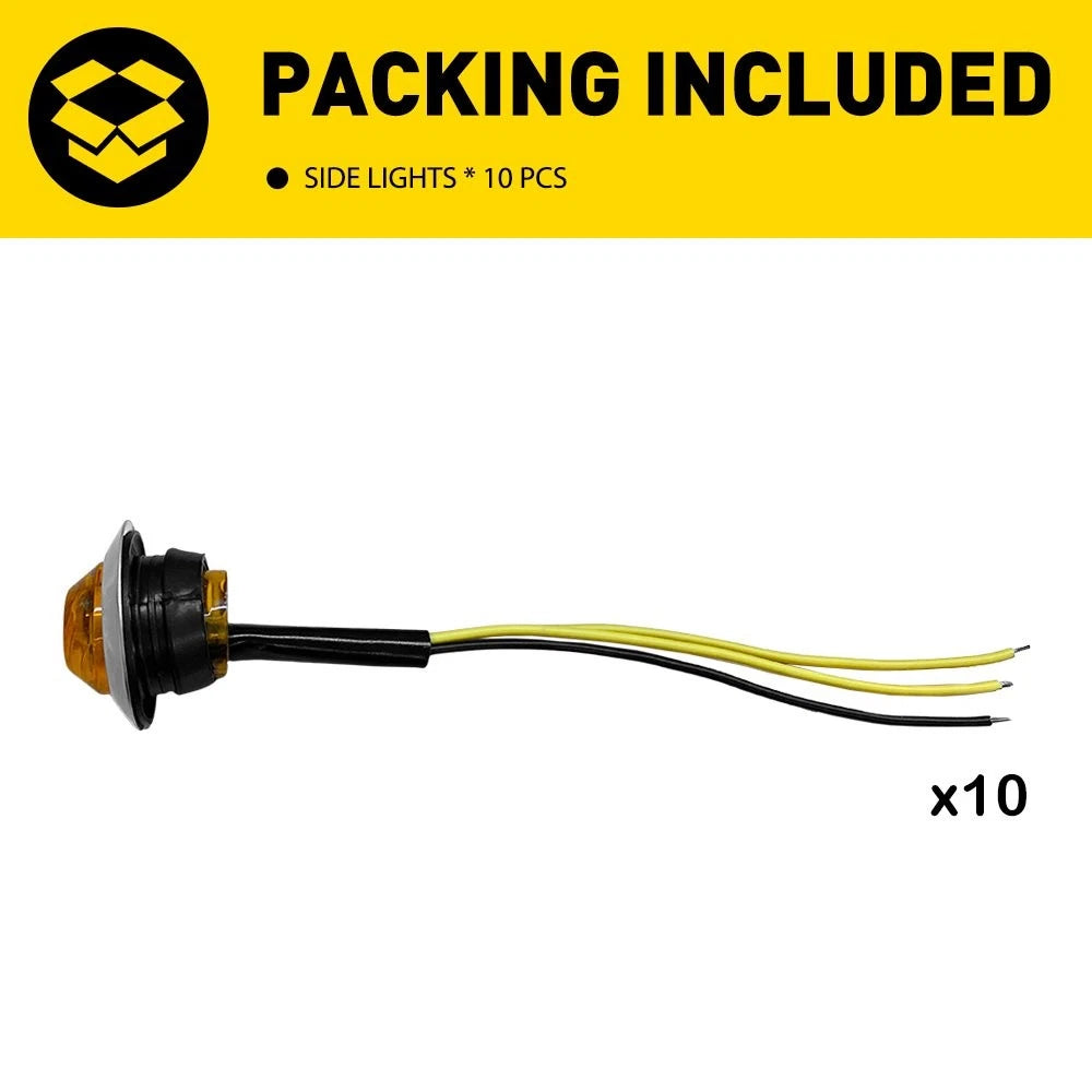 10X 3/4" 12-24V Marker Lights LED Truck Trailer Round Side Bullet Amber Strobe A 6B93BC-57