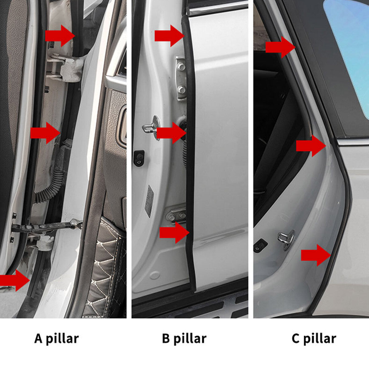 Rubber Seal Strips Weather Draft Wind Noise Reduction Kit For Mazda 3 Hatchback 6B93BC-57
