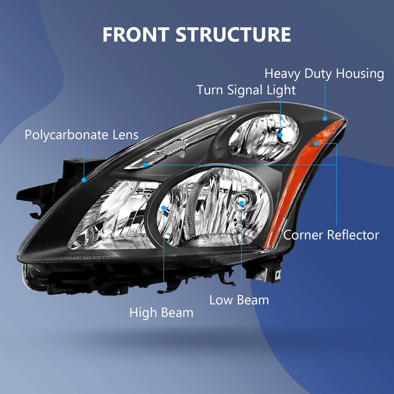 For Nissan Altima Sedan 2010-2012 Replacement Headlights Assembly One Pair Lamp 6B93BC-57