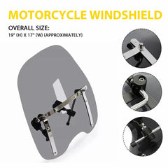 For Yamaha V Star 650 1100 19"x17" Large Clear Windshield 7/8'' 1'' Handlebar EA 6B93BC-57
