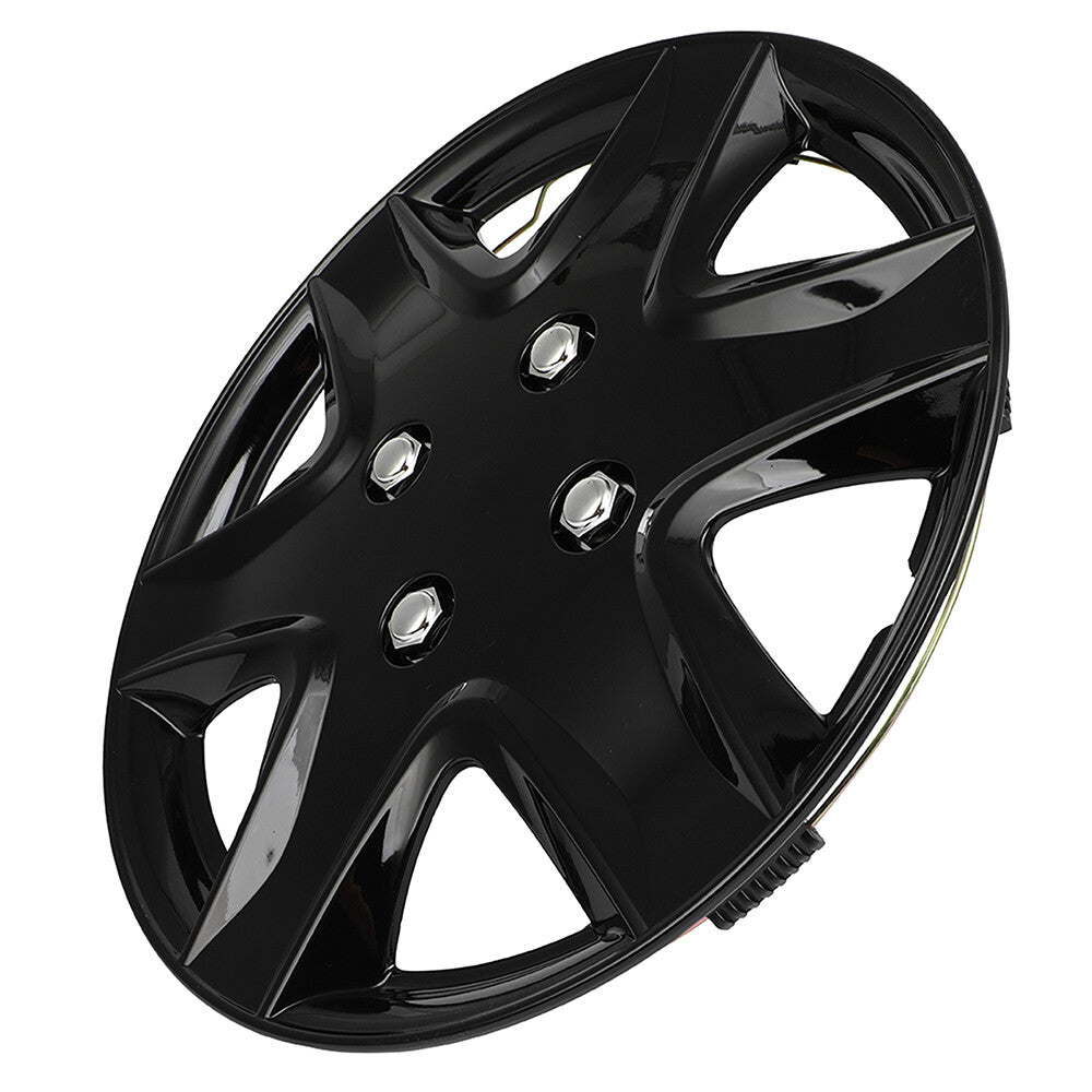ECCPP 4X Wheel Hub Caps Covers Snap On Black Rim Covers For R15 Tire 4 Lug Wheel ECCPP