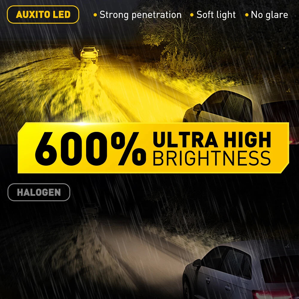 AUXITO H11 H8 LED Headlight Fog Light Bulbs Kit YELLOW GOLDEN High Low Beam EA AUXITO