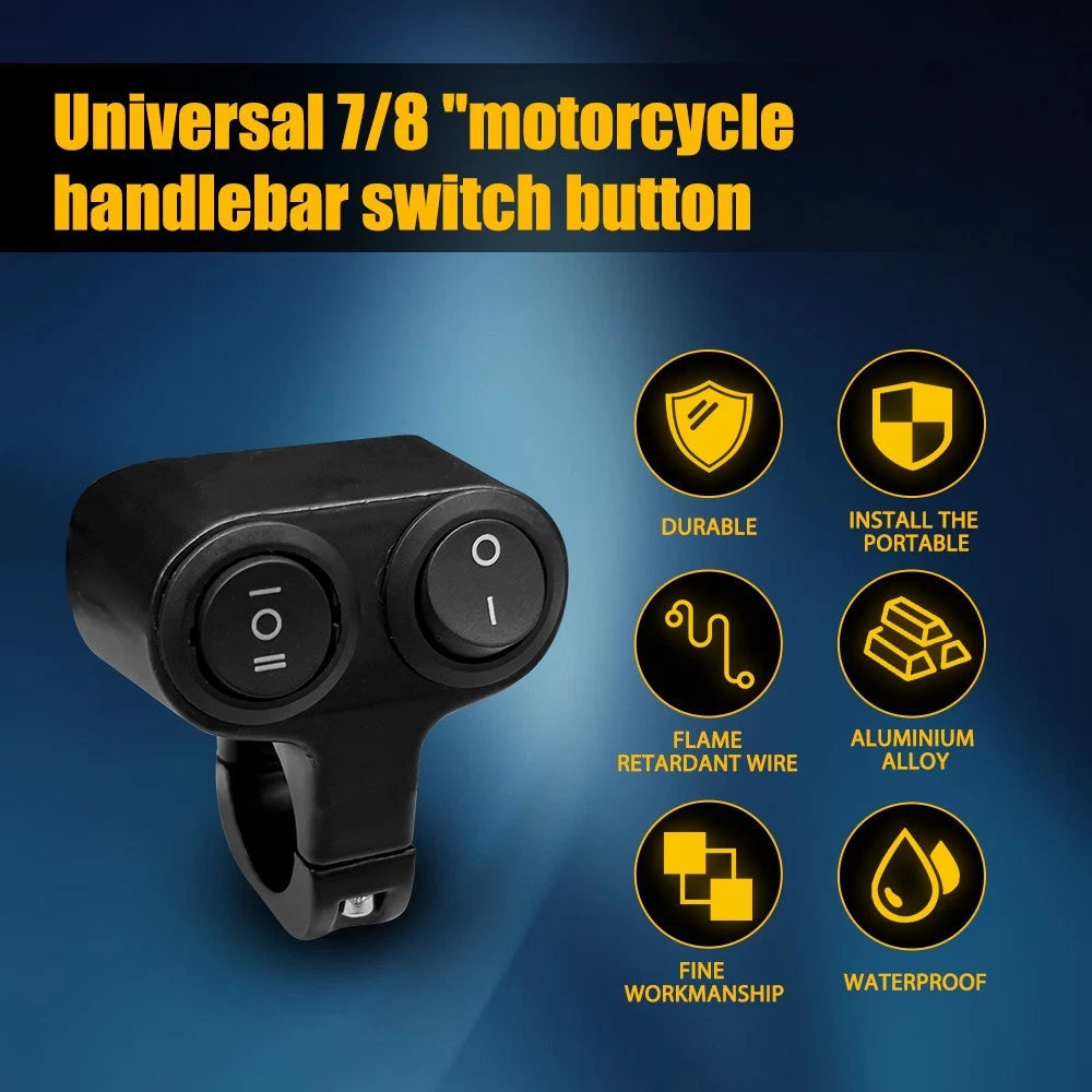 7/8" Motorcycle ATV Dual Button On Off Switch Handlebar Headlight Fog Spot Light 6B93BC-57
