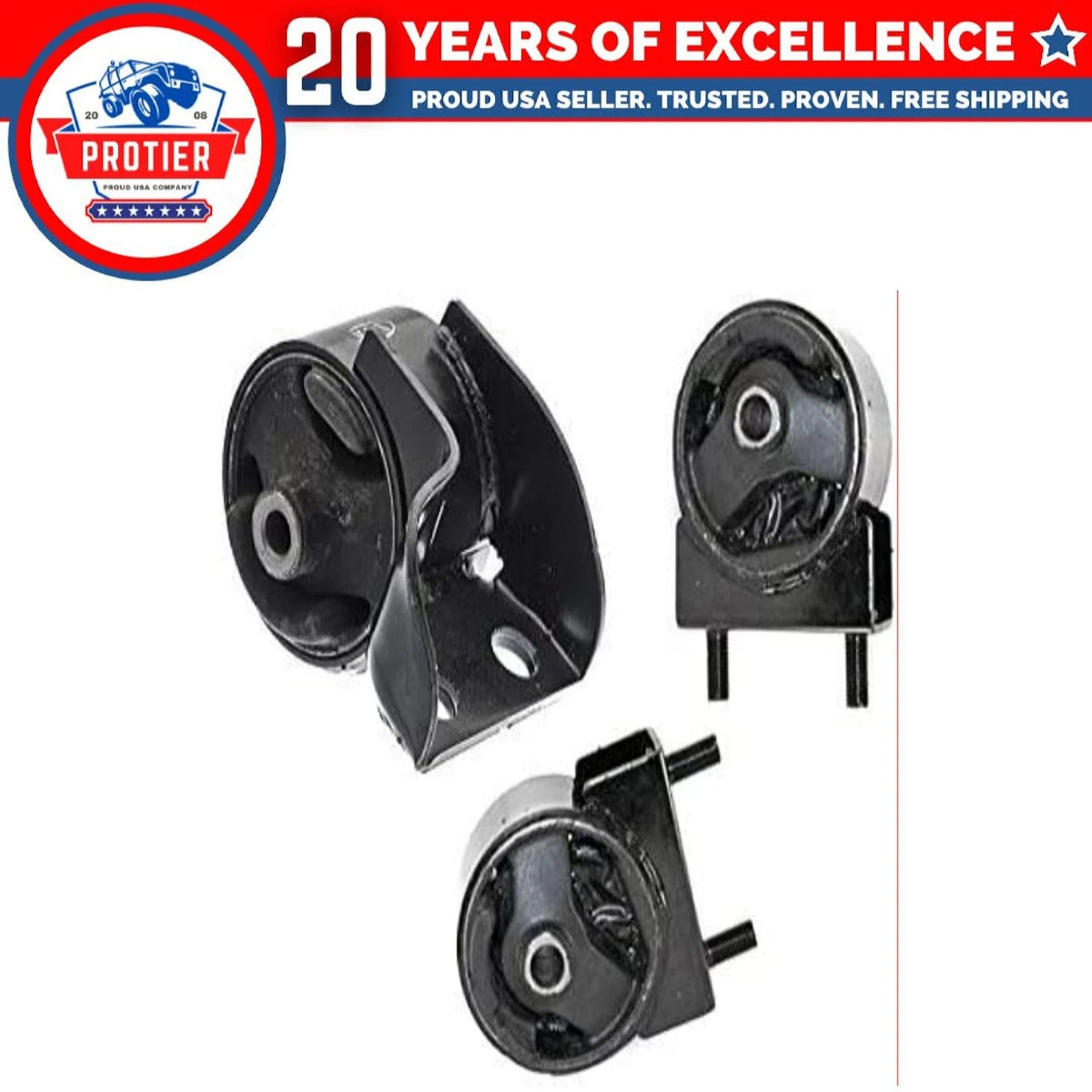 Front & Front Right & Rear Motor Mount 3PCS Set Fit 2003-2005 Kia Rio 1.6L 6B93BC-57