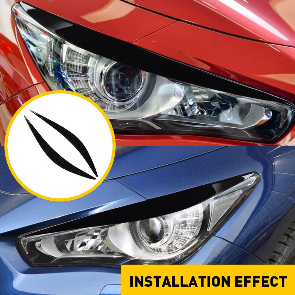Headlight Eyelid Eyebrows Eye Lid Brow Gloss Black For Infiniti Q50 2014-2021 EA 6B93BC-57