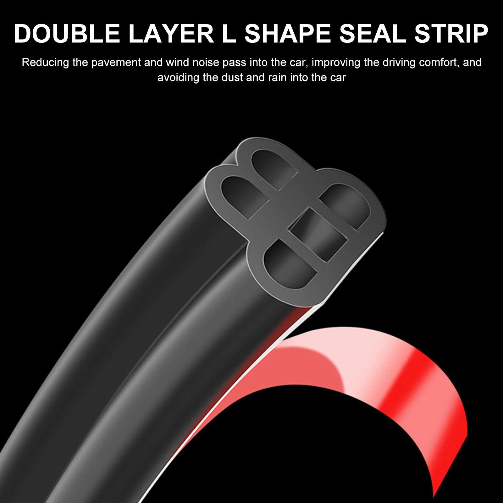 Universal Car Door Rubber Seal Weather Hollow Strip Weatherstrip 16FT 5M L-Shape 6B93BC-57