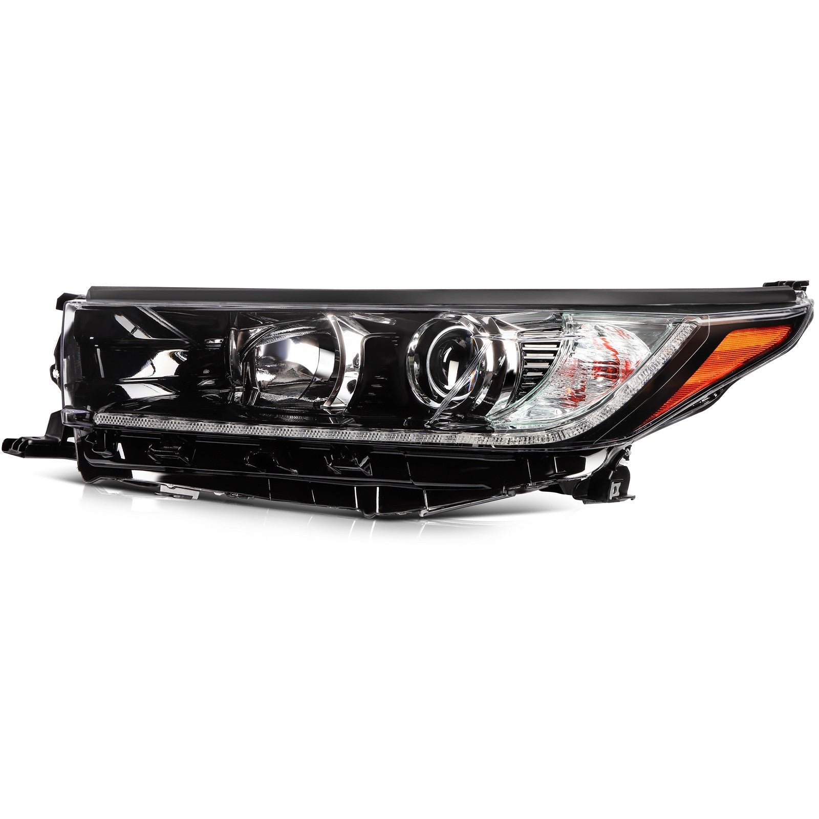 Pair Kit Headlights Assembly For 2017-2019 Toyota Highlander 3.5L Black Amber 6B93BC-57
