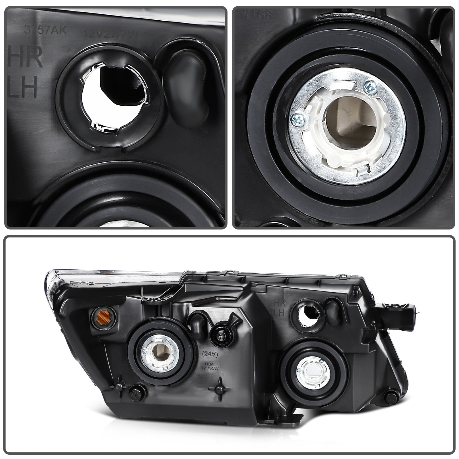 Headlights Assembly Left+Right For 2018-2009 Dodge Journey Black Housing Pair 6B93BC-57