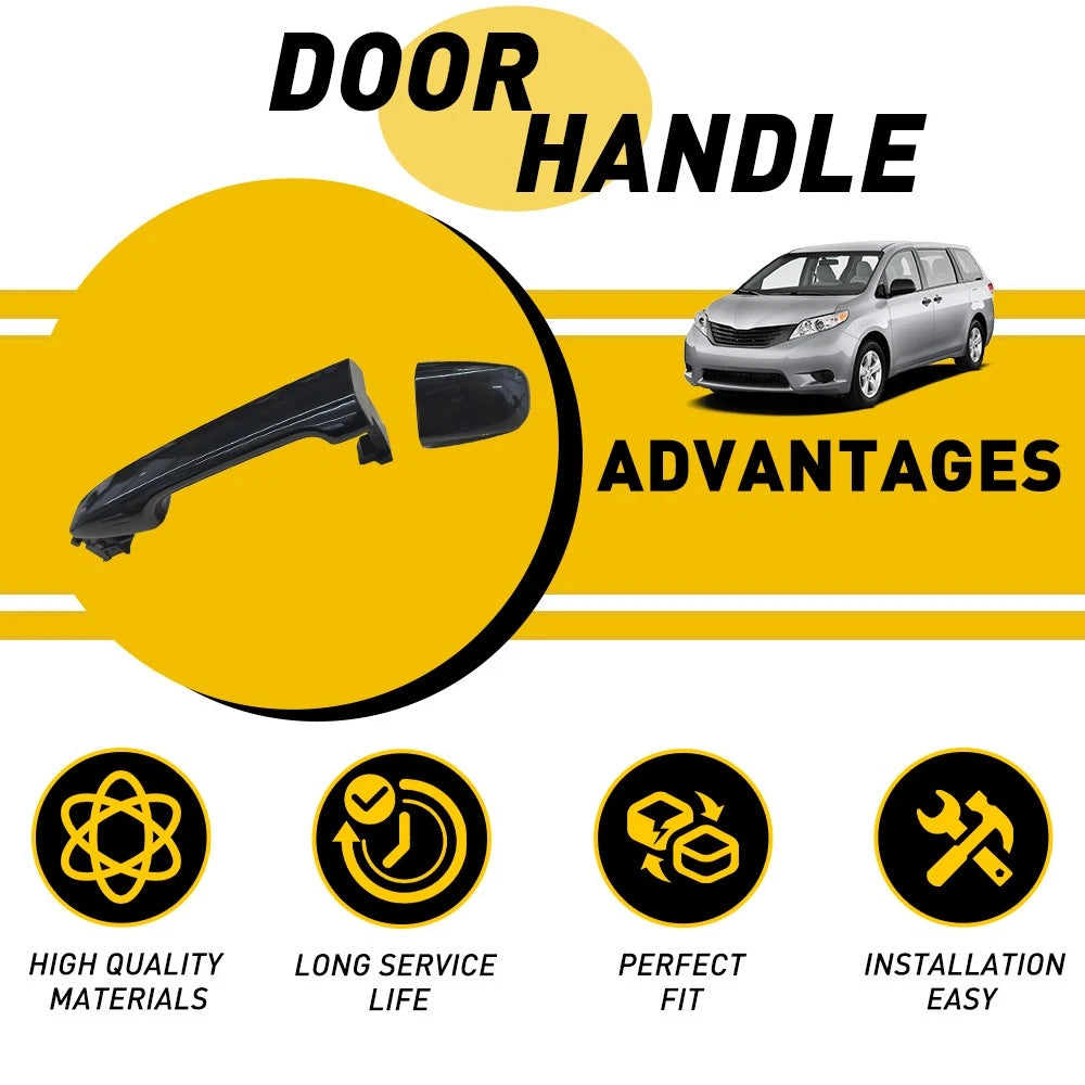 Exterior Door Handle For 2011-2016 Toyota Sienna Black Front Passenger Side US 6B93BC-57