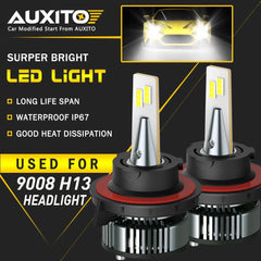 AUXITO H13 9008 LED Headlight Bulbs High Low Beam White 16000LM Plug Play Y13 EA AUXITO