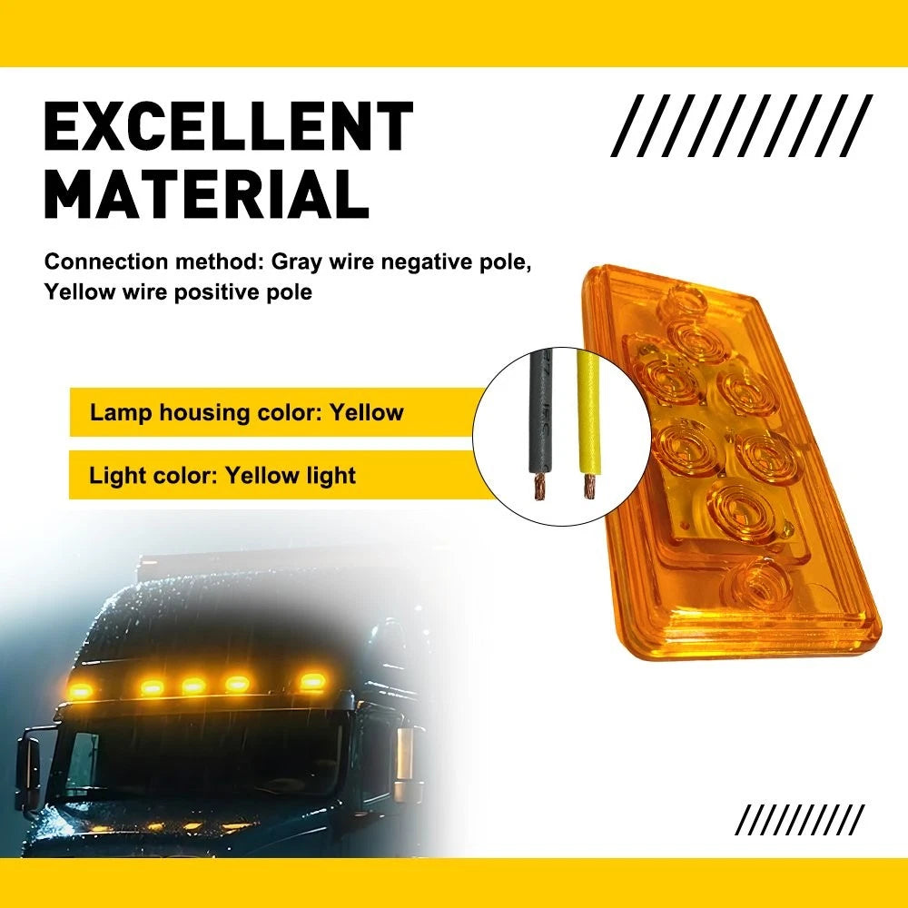 Amber Led Top Marker Cab Roof Light For 12v Semi-Trailers Dump Truck Trailer EOA 6B93BC-57