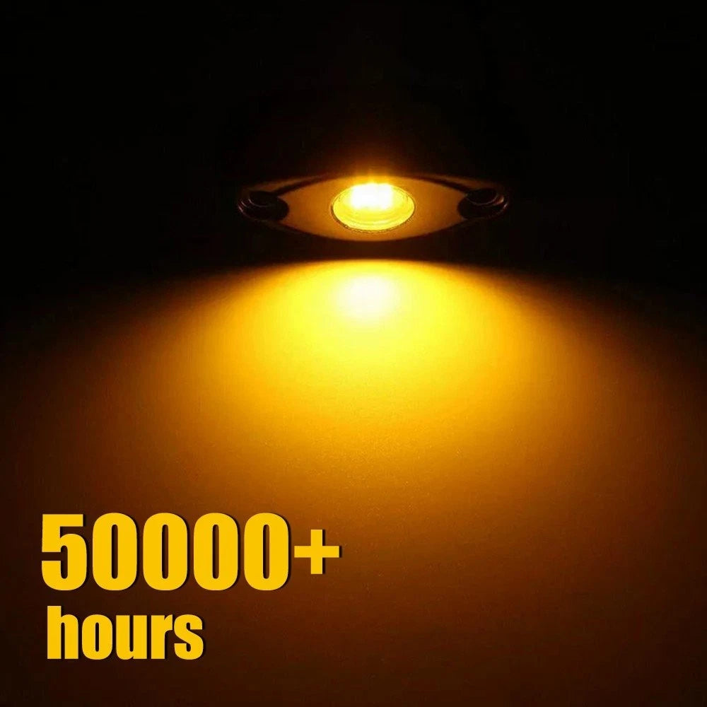 12PC Waterproof Amber LED Rock Lights Underglow Neon Light Decor ATV UTV Car EOA 6B93BC-57