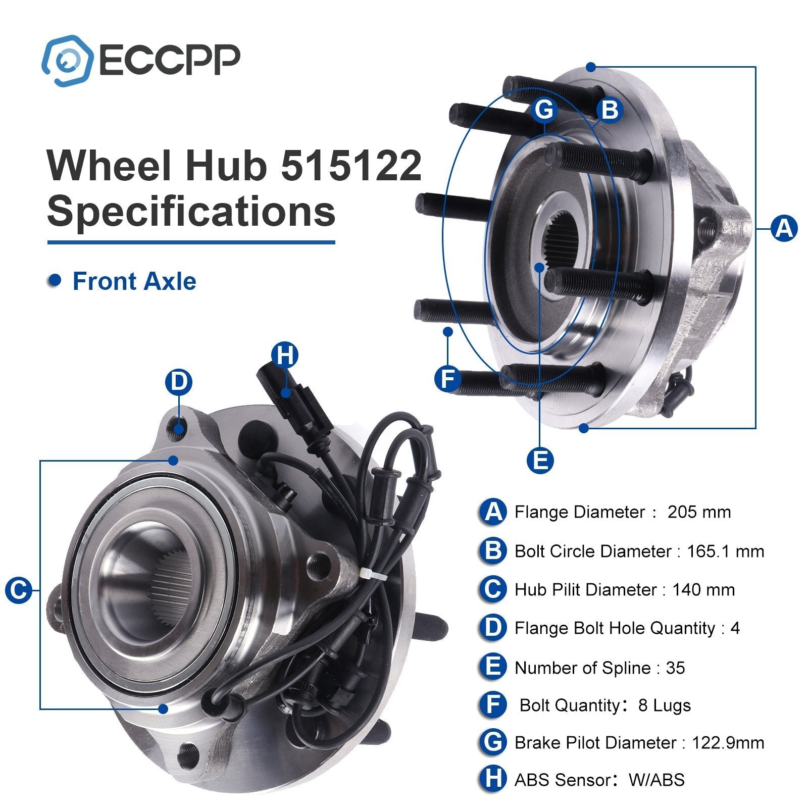 2Pc Wheel Hub Bearings Assembly Front 4WD For Dodge Ram 2500 3500 2009 2010 2011 6B93BC-57