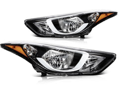 ECCPP Headlights Assembly For Hyundai Elantra 1.8L 2.0L 2014-2016 Pair Black 6B93BC-57