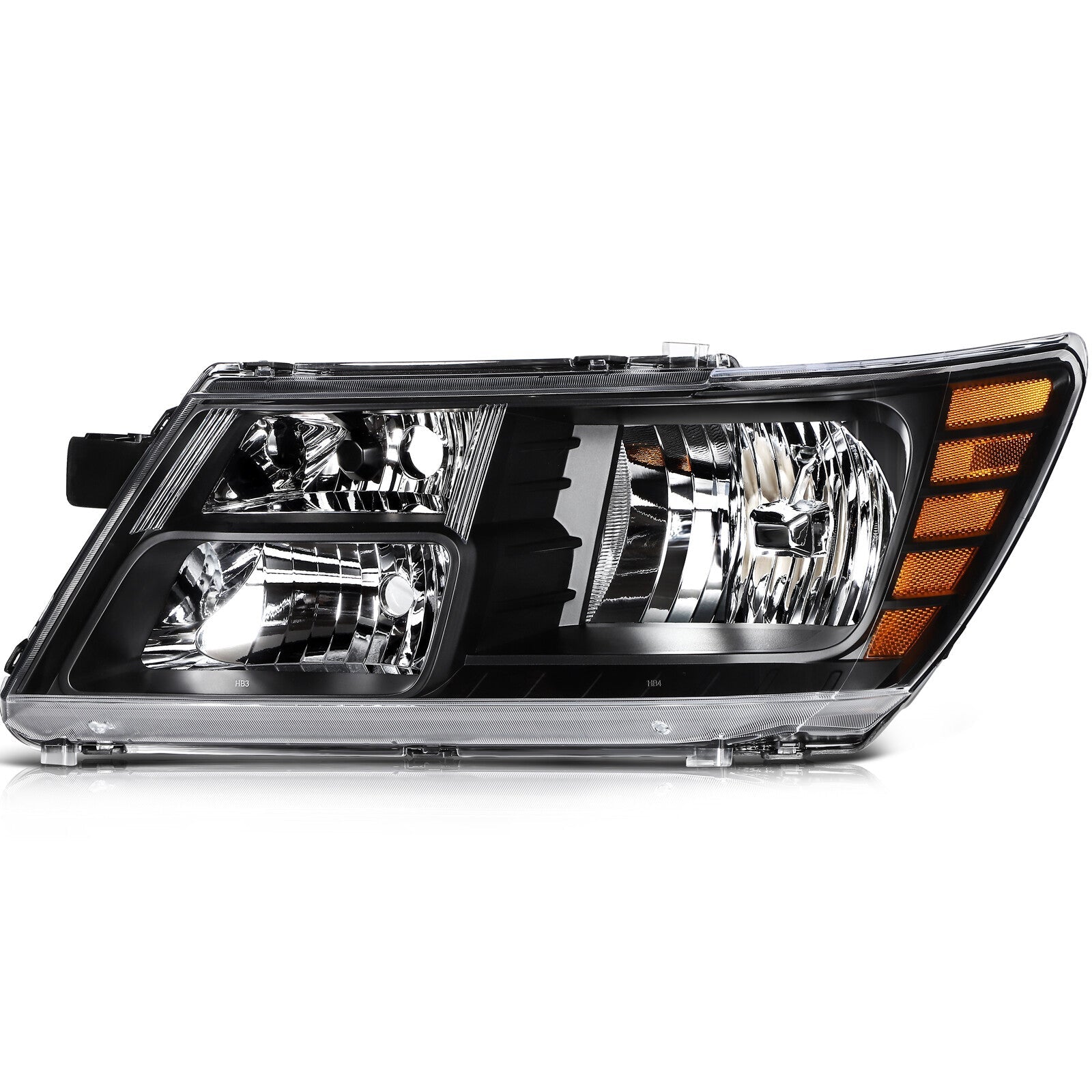 Headlights Assembly Left+Right For 2018-2009 Dodge Journey Black Housing Pair 6B93BC-57
