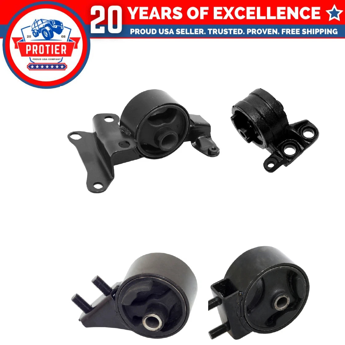 Motor & Trans Mount Set for Manual : 1990-1994 Mazda Protege 1.8L 2WD 4Pcs 6B93BC-57