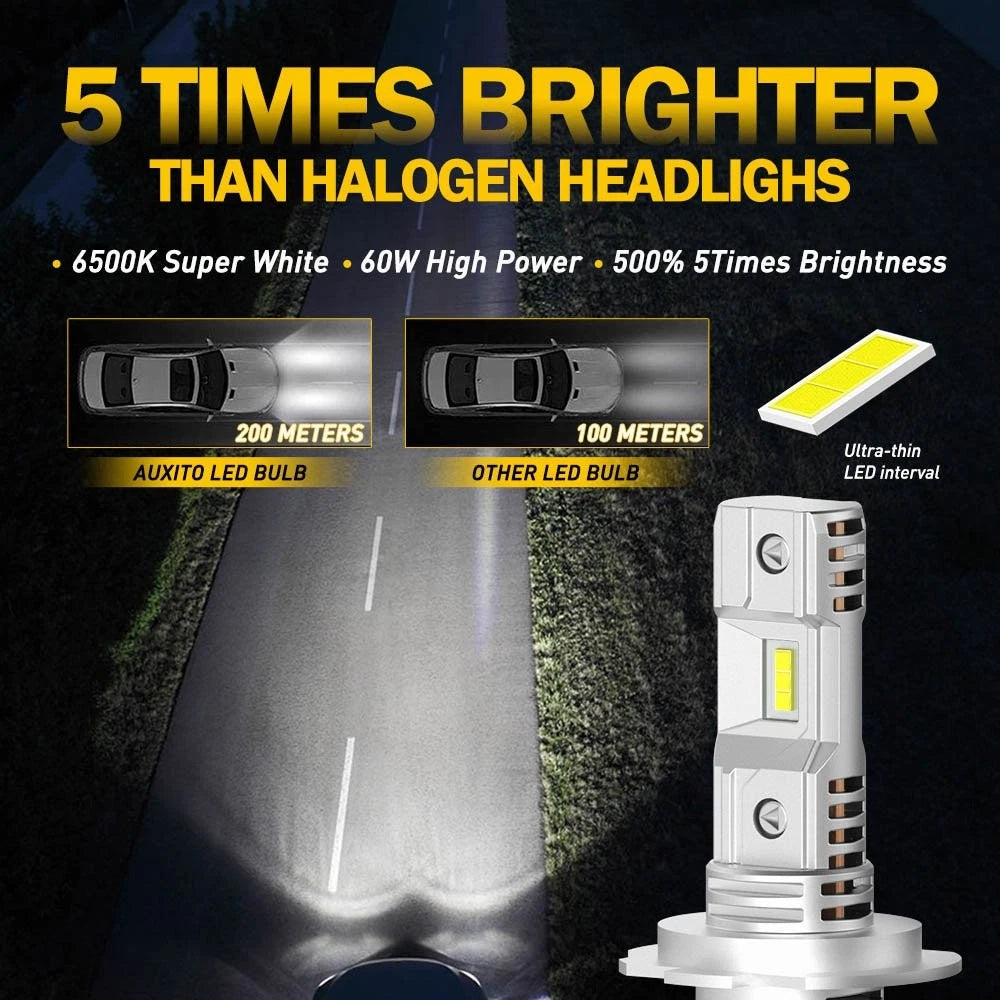 AUXITO H7 LED Headlight Kit Bulb High Low Beam 6500K Super White 20000LM CANBUS AUXITO