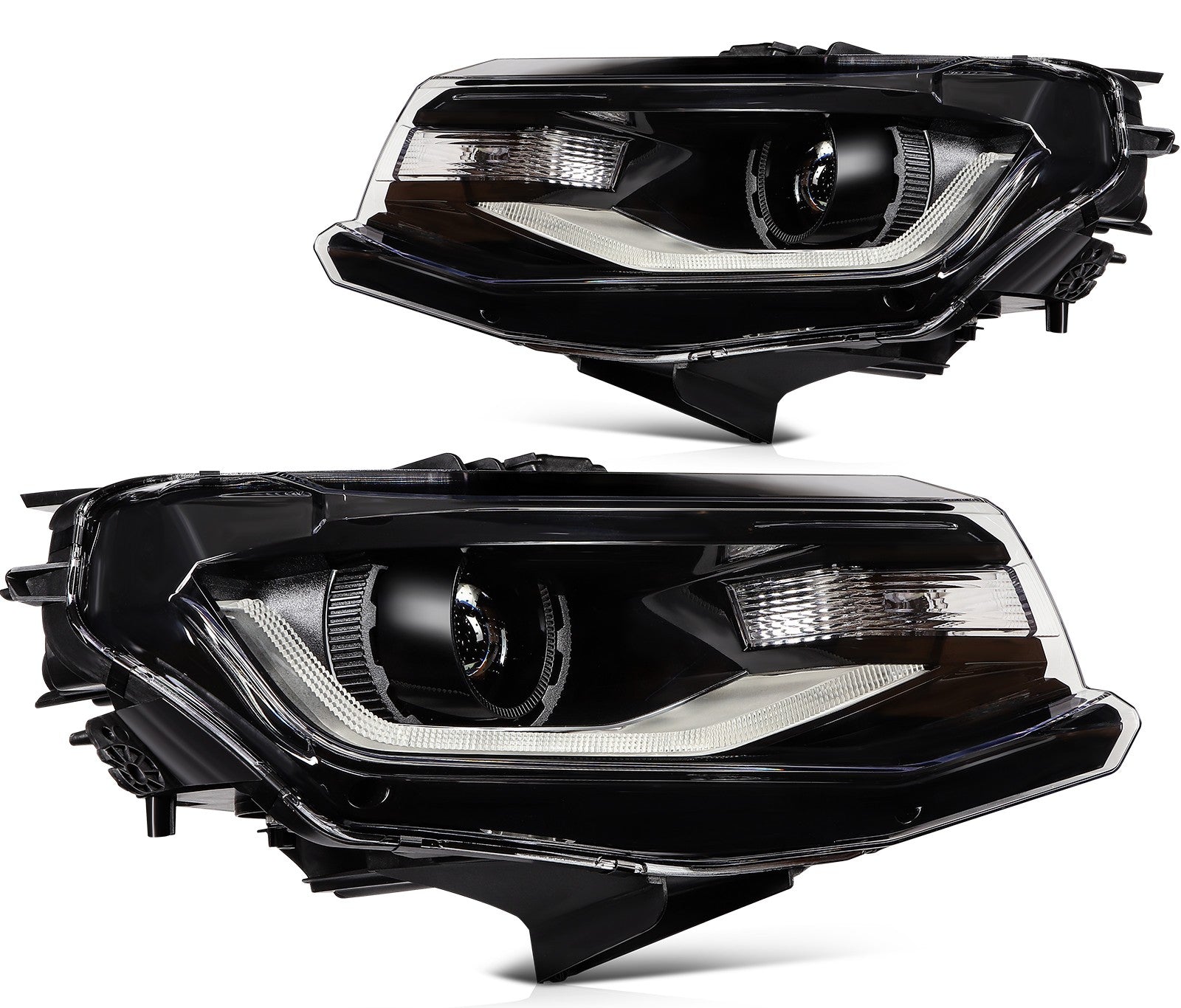Pair Kit LED Black Headlights Assembly For 2016-2018 Chevrolet Camaro Black 6B93BC-57