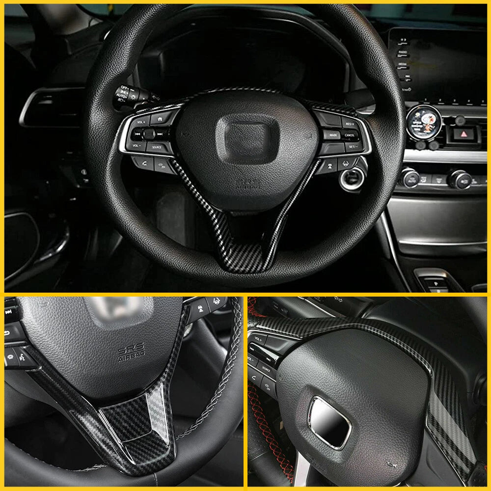 For Honda Accord 2018-2021 Steering Wheel Frame Cover Trim Carbon Fiber Style EA 6B93BC-57