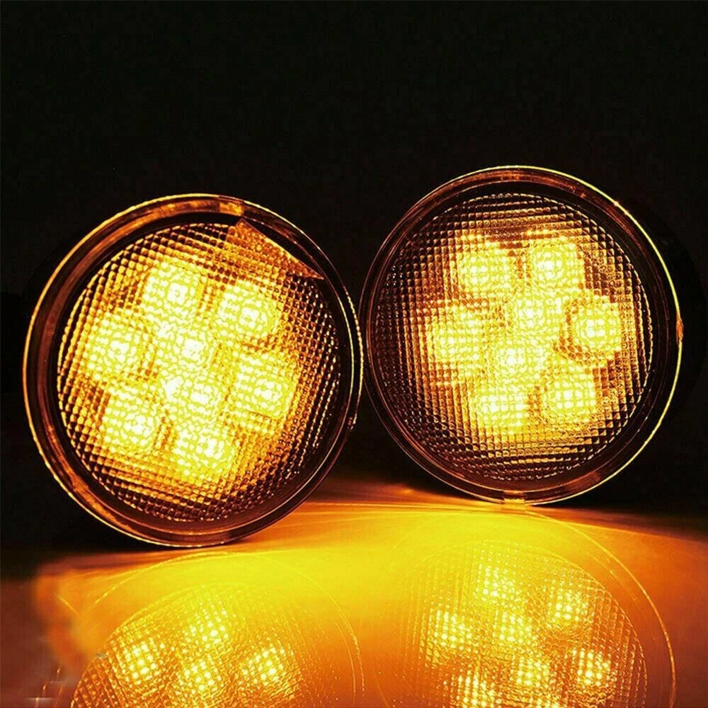 Front Amber LED Turn Lights Signal for Jeep Wrangler 2007-2018 JK (Smoke Lens) 6B93BC-57