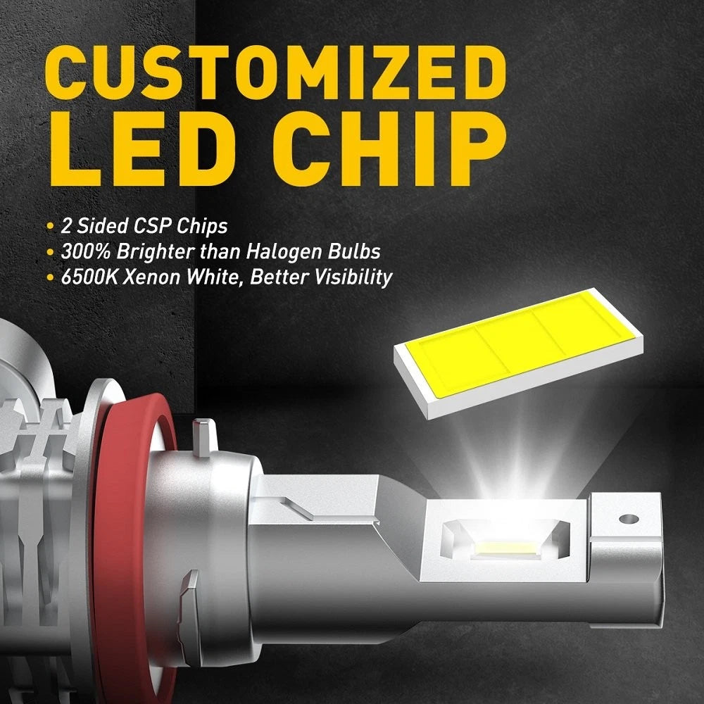 AUXITO H9 H8 H11 LED Headlight Super Bright Bulbs 30000LM High/Low Beam 6500K 2X AUXITO