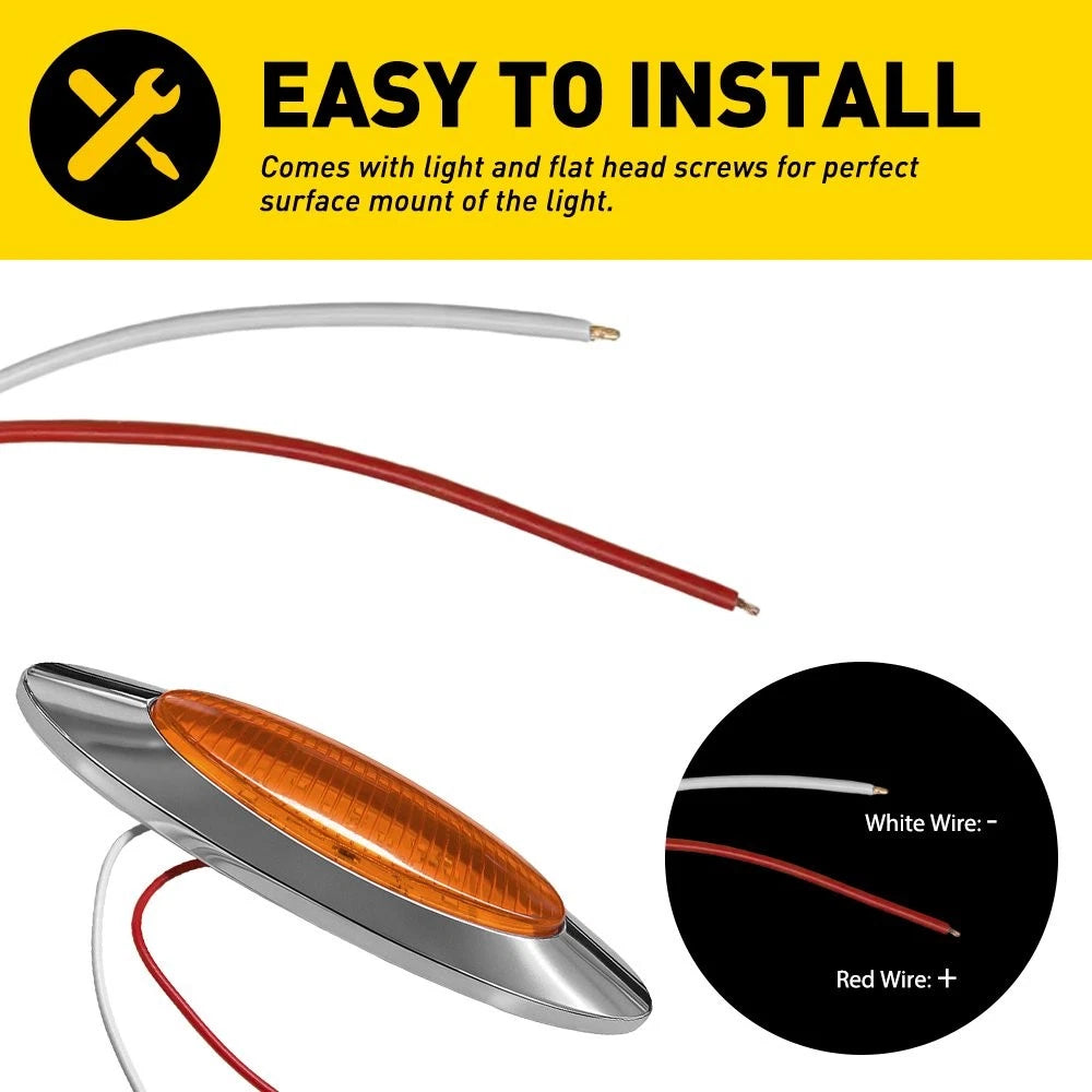 20PCS Marker Light 6.5" LED Truck RV Trailer Oval Clearance Side Light Amber EOA 6B93BC-57