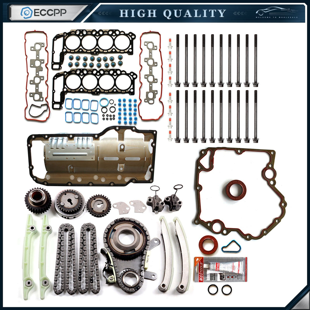 Timing Chain Kit Oil Head Gasket Bolts Set For 02-04 Dodge Ram 1500 4.7L SOHC 6B93BC-57