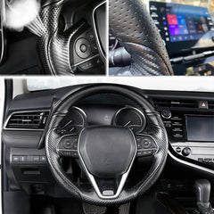 Carbon Fiber&Leather Steering Wheel Stitch on Wrap Cover For Toyota Camry 18-21