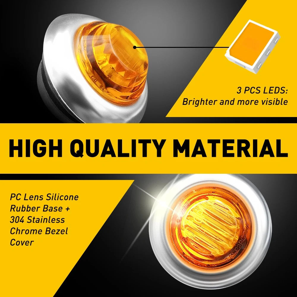 20/50/100PC LED Marker Lights 3/4" Truck Trailer Side Lamp With Stailness Base A 6B93BC-57